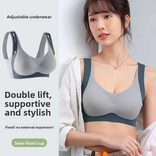 Seamless Adjustable Vest Style Women's Bra Prevents Sagging Summer Thin Sports Bra No Underwire Comfortable Undergarment