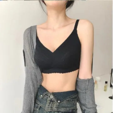 Soft Support Half Fixed Cup Lace Underwear Women's Simple Comfortable Breathable Bra Soft Nylon Fabric Traditional Style