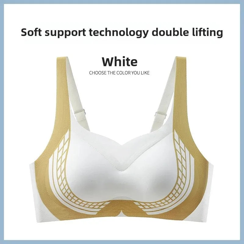 KUCLUT Lift Gathered Underwear Wireless Zero Restriction Fashionable for Small And Large Breasts Anti-Sagging Bra