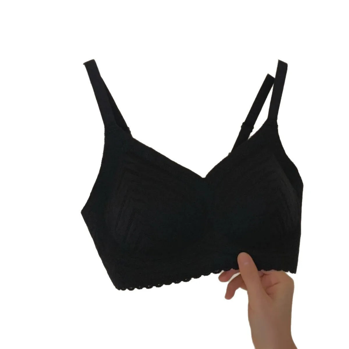 Soft Support Half Fixed Cup Lace Underwear Women's Simple Comfortable Breathable Bra Soft Nylon Fabric Traditional Style