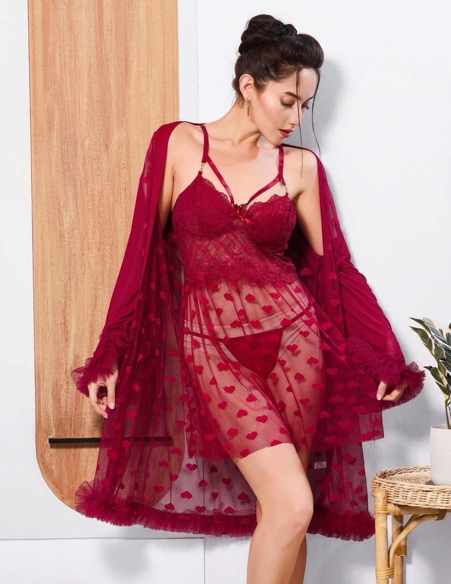 Luxe Heart Mesh Nightwear