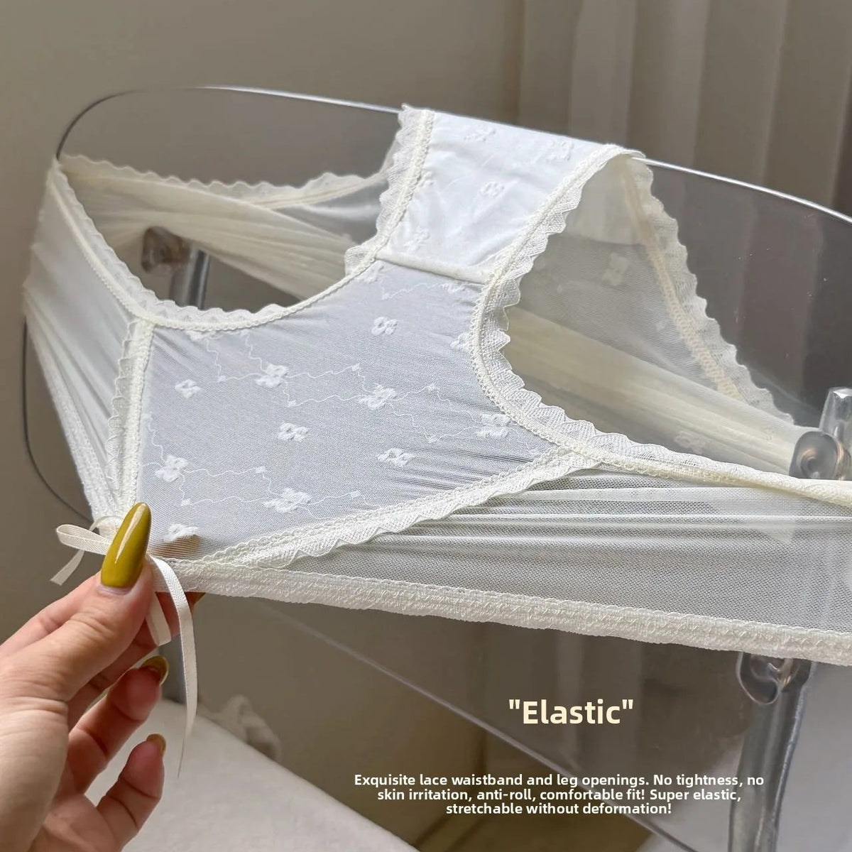 Lace Triangle Honey Butt Net Gauze Sensual Panty