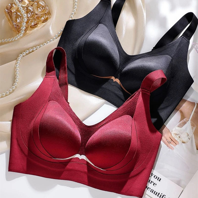 Wireless Seamless Underwear Women's Thin Gather Small Chest Illusion Support Bra Soft Support Anti-Sagging Side Effect Removal