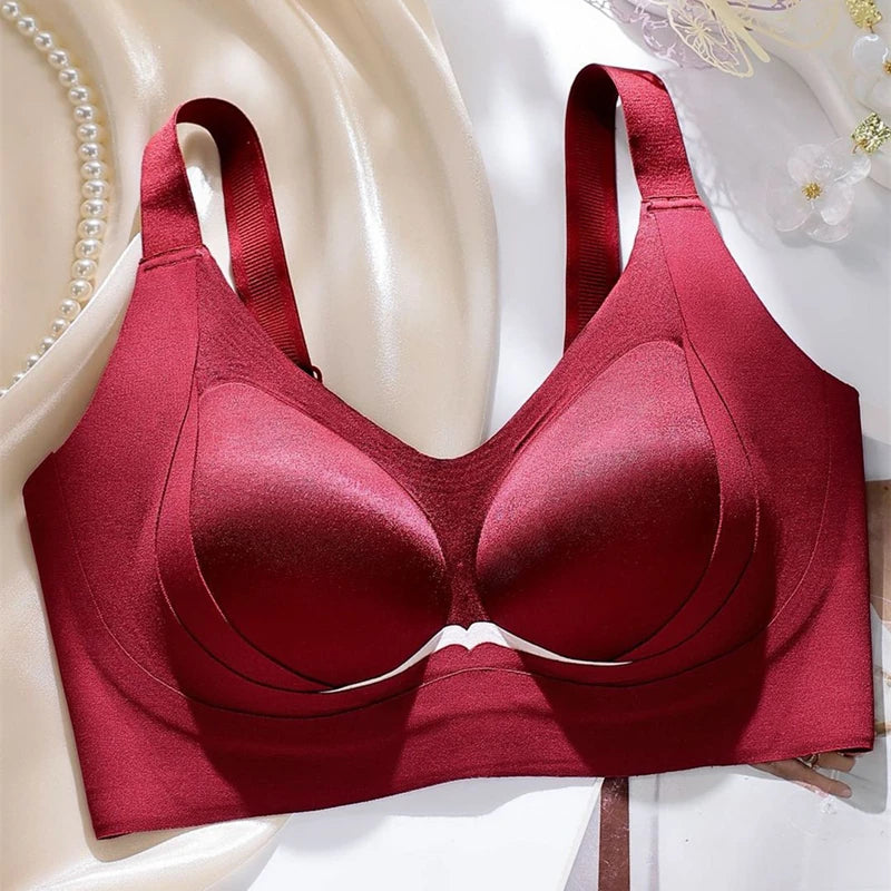 Wireless Seamless Underwear Women's Thin Gather Small Chest Illusion Support Bra Soft Support Anti-Sagging Side Effect Removal