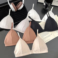 French Triangle Cup Women's Underwear Sexy Thin Strap Bra Cover with Front Buckle Design Summer Beauty Back Set for Gathered Bra