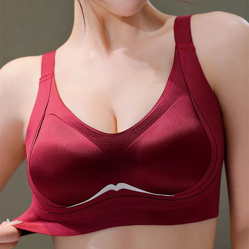 Wireless Seamless Underwear Women's Thin Gather Small Chest Illusion Support Bra Soft Support Anti-Sagging Side Effect Removal