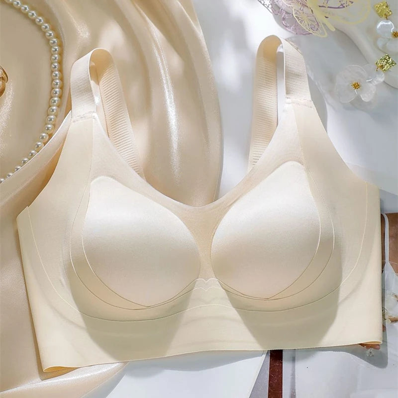 Wireless Seamless Underwear Women's Thin Gather Small Chest Illusion Support Bra Soft Support Anti-Sagging Side Effect Removal