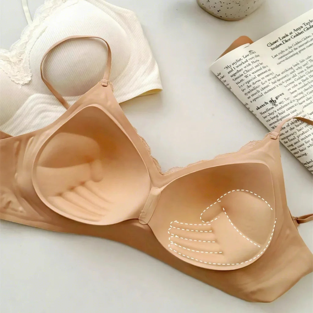Women's Comfortable Thin Strap Breathable Wire Free Thin Soft Lace Push-Up Bra Nylon Sexy Women Sport Bra