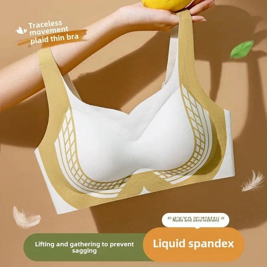 KUCLUT Lift Gathered Underwear Wireless Zero Restriction Fashionable for Small And Large Breasts Anti-Sagging Bra