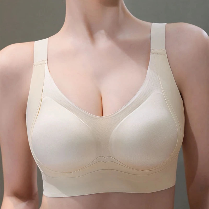 Wireless Seamless Underwear Women's Thin Gather Small Chest Illusion Support Bra Soft Support Anti-Sagging Side Effect Removal