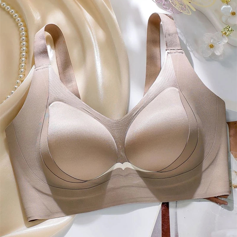 Wireless Seamless Underwear Women's Thin Gather Small Chest Illusion Support Bra Soft Support Anti-Sagging Side Effect Removal