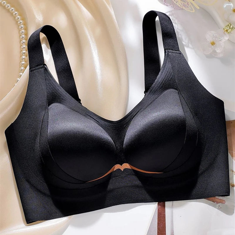 Wireless Seamless Underwear Women's Thin Gather Small Chest Illusion Support Bra Soft Support Anti-Sagging Side Effect Removal