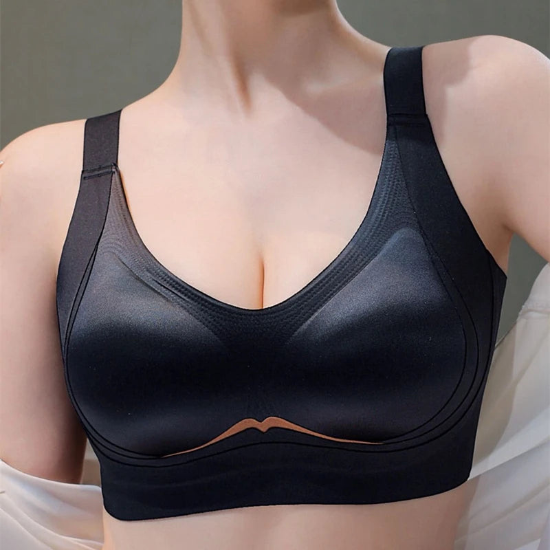 Wireless Seamless Underwear Women's Thin Gather Small Chest Illusion Support Bra Soft Support Anti-Sagging Side Effect Removal