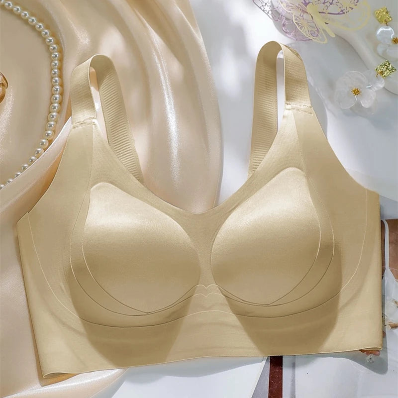 Wireless Seamless Underwear Women's Thin Gather Small Chest Illusion Support Bra Soft Support Anti-Sagging Side Effect Removal