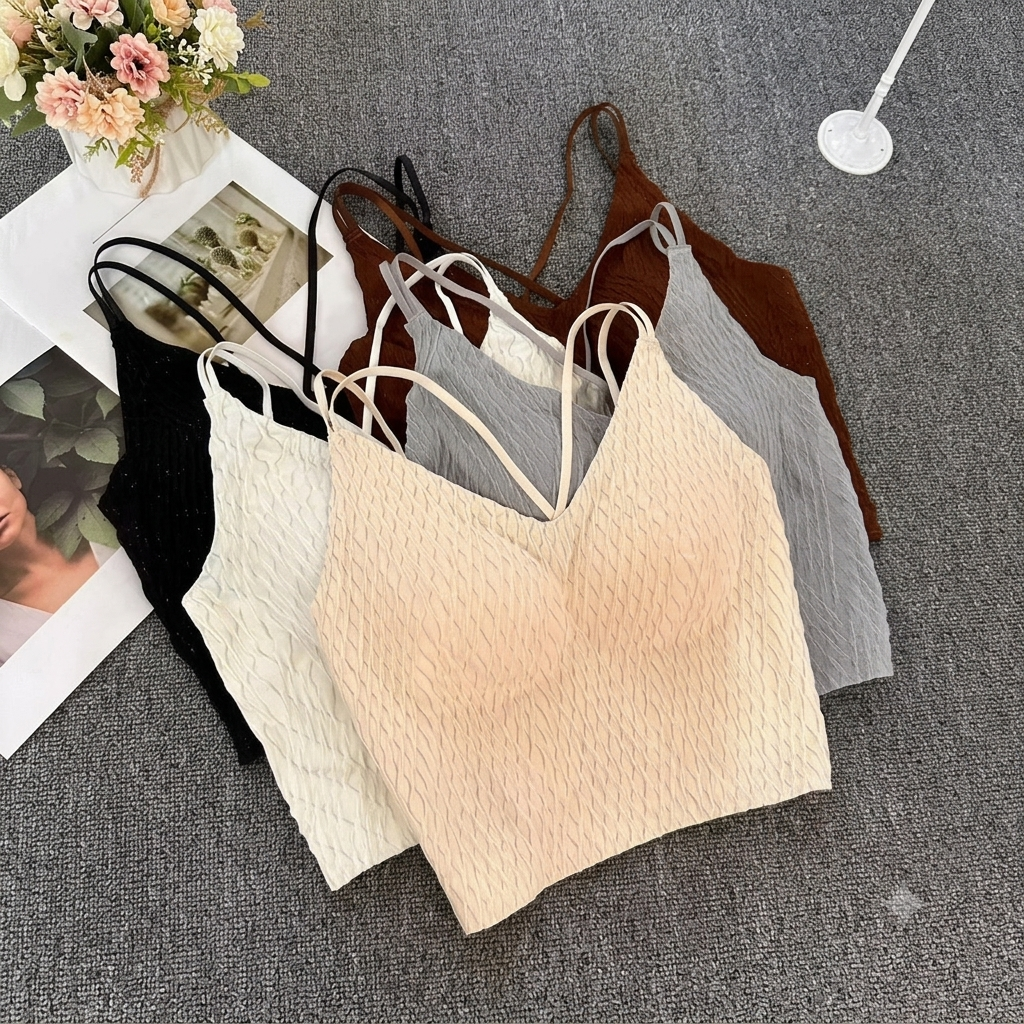 Women Textured Padded Cami Tops