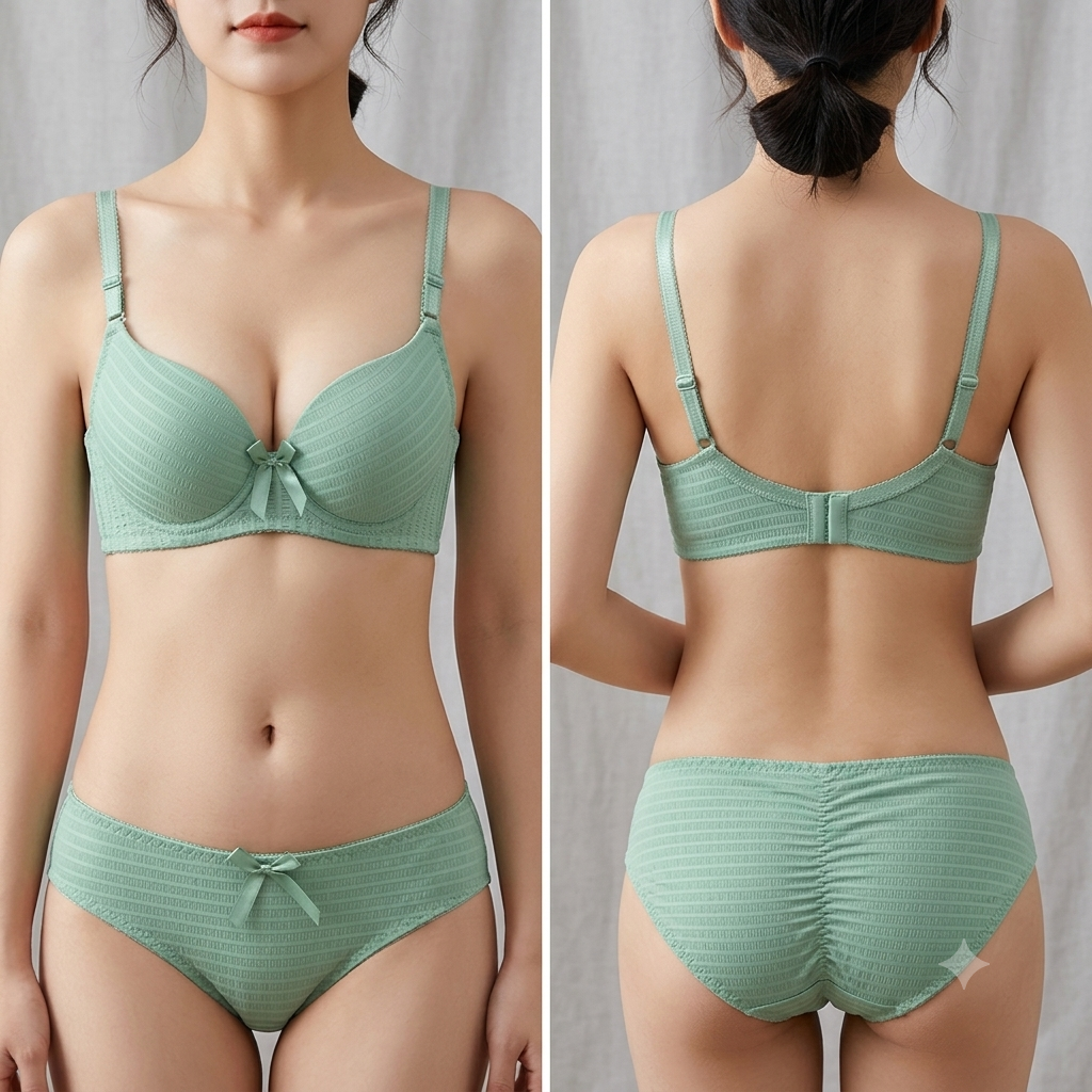 Elegant Striped Cotton-Blend Lingerie Set