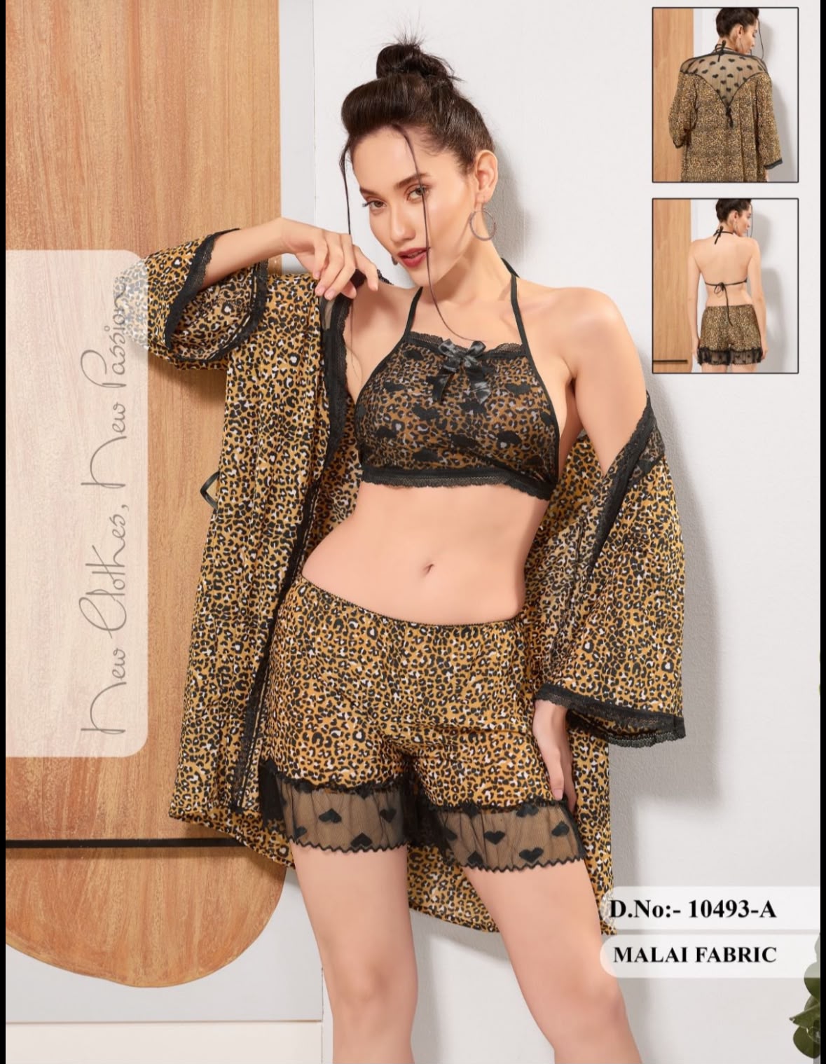Leopard Print 3-Piece Nightwear