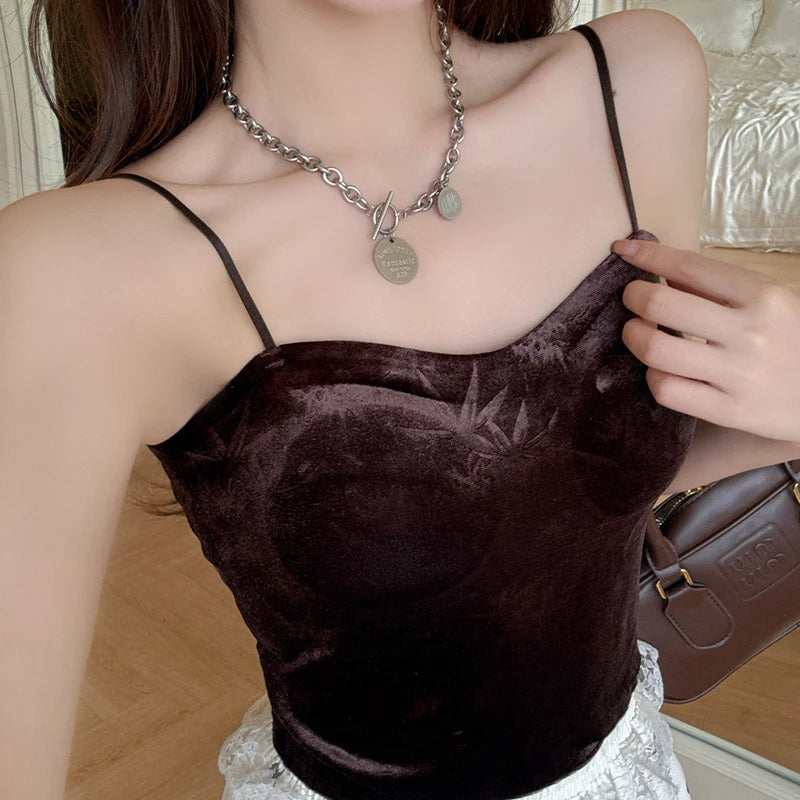 Gold Velvet Beautiful Adjustable Tops